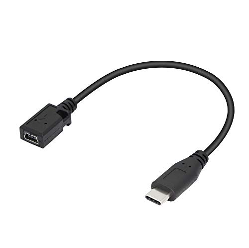 CERRXIAN Typ C USB-C Verlängerungskabel / Adapter, USB 2.0 Mini-Buchse auf USB-C-Stecker (Typ C), zum Synchronisieren und Aufladen, Kabellänge 25,4 cm von CERRXIAN