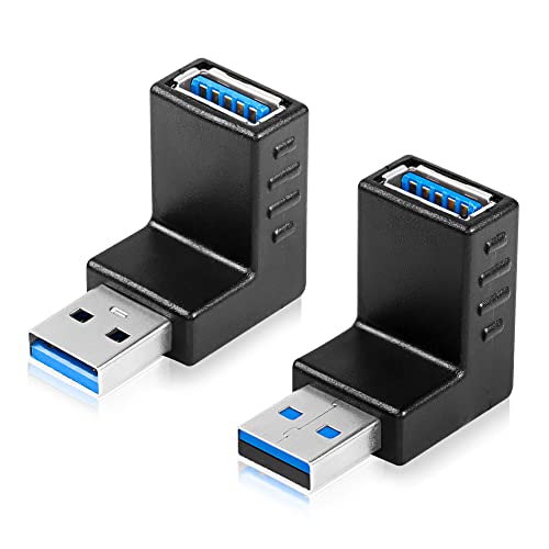 CERRXIAN USB 3.0 90-Grad-Adapter, rechtwinklig, nach oben und unten, USB-A-Stecker auf Buchse, Konverterverlängerung für PC, Laptop, USB-A-Ladegerät, Powerbank und mehr – 2 Stück von CERRXIAN