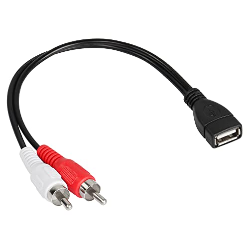 CERRXIAN USB auf 2 RCA Kabel, USB 2.0 A Buchse auf 2 RCA Stecker, Audio Video AV Composite Adapterkabel für TV/Mac/PC (0,15 m) von CERRXIAN