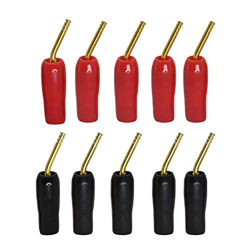 CERRXIAN Vergoldeter 2 mm Bananenstecker, Schraub-Typ, Audio-Lautsprecherkabel-Anschluss-Adapter, Schwarz und Rot, 10 Stück von CERRXIAN