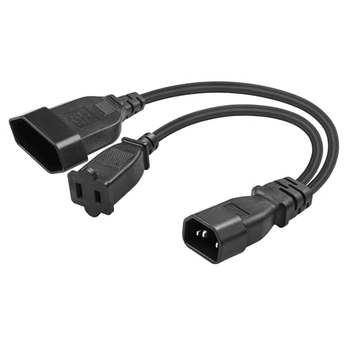 CERRXIAN Y-Splitterkabel C14 auf Euro + NEMA 1-15R, IEC C14-Stecker auf NEMA 1-15R und Euro CEE7/16 Buchse, für Zuhause, Büro oder Weihnachtsbeleuchtung CERRXIAN Y-Splitterkabel C14 auf Euro + NEMA 1-15R, IEC C14-Stecker auf NEMA 1-15R und Euro CEE7/16 Buchse, für Zuhause, Büro oder Weihnachtsbeleuchtung von CERRXIAN
