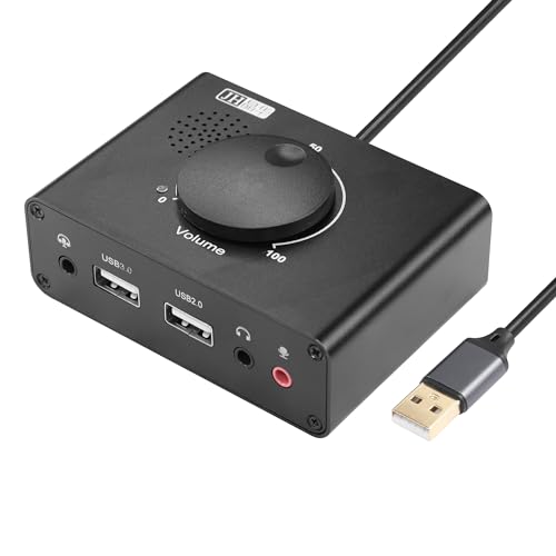 CERRXIANR USB Externe Soundkarte mit Lautstärkeregler, USB3.0-Audioadapter mit 3,5-mm-Schnittstelle und USB-Schnittstelle für PC, Laptop, Desktop, Mac, Tastatur, Kopfhörer, Verstärker, Mikrofon von CERRXIAN