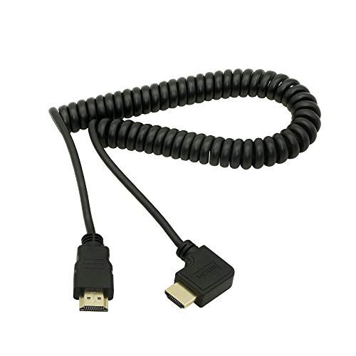 Cerrxian HDMI-Stecker auf rechtwinkliges HDMI-Kabel, vergoldeter Konverter-Adapter, Spiralkabel, unterstützt 2K 4K (30 Hz), Audio-Return (rechtwinkliges HDMI) von CERRXIAN