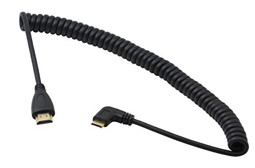 Mini HDMI zu HDMI Kabel mit 90-Grad-Winkel, CERRXIAN rechtwinkliger Mini-HDMI Stecker zu HDMI Stecker vergoldeter Konverter/Adapter, aufgewickeltes Spiralkabel, unterstützt 3D, 1080P von CERRXIAN