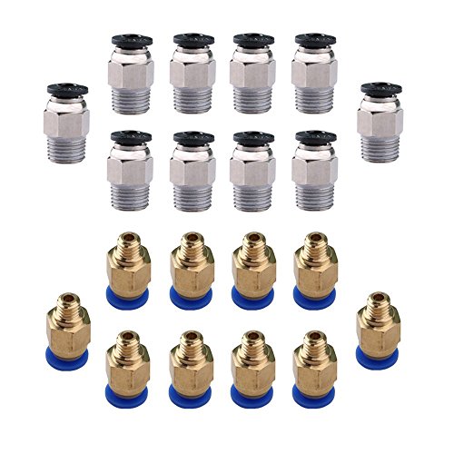 CESFONJER 10 PCS E3D V6/ PC4-M10 Stecker gerade Pneumatik PTFE Tube Push In Quick Fitting-Anschluss, 10 PCS 1.75mm 3D Drucker PC4-M6 Push in PTFE-Schlauch Tube pneumatische Steckanschlüsse. von CESFONJER