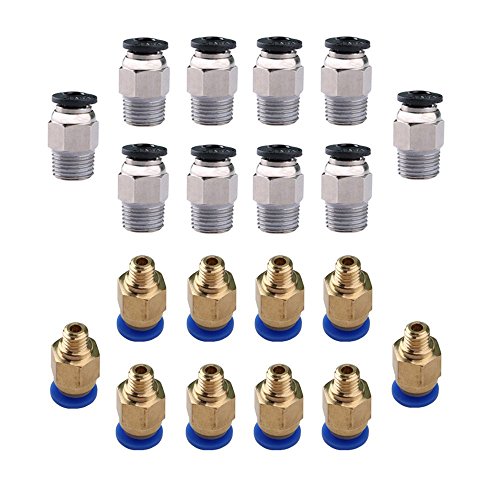 Luft-Schnellverbinder, CESFONJER 20-teiliges gerades Schnellverbinderset, enthält pneumatischen Schnellverbinder PC4-M6, pneumatischen Steckverbinder PC4-M10, Steckverbinder für Extruder-3D-Drucker von CESFONJER