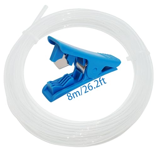 Teflonschlauch Transparenter, CESFONJER Extruder-Zufuhrrohr (8 m, 2 mm Innendurchmesser x 4 mm Außendurchmesser) + blauer PTFE-Schlauchschneider für 1,75 Filament Creality Ender 3/Pro Ender 5 von CESFONJER