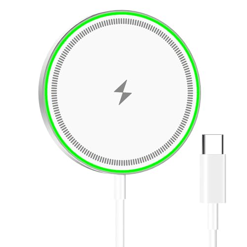 CESTONE Max 15W Magnetladegerät | Fast Mag-Safe Ladepad, kompatibel mit iPhone 16/15/14/13/12 Serie und AirPods4/3/2/Pro/Pro2 | Mit LED-Licht (White) von CESTONE