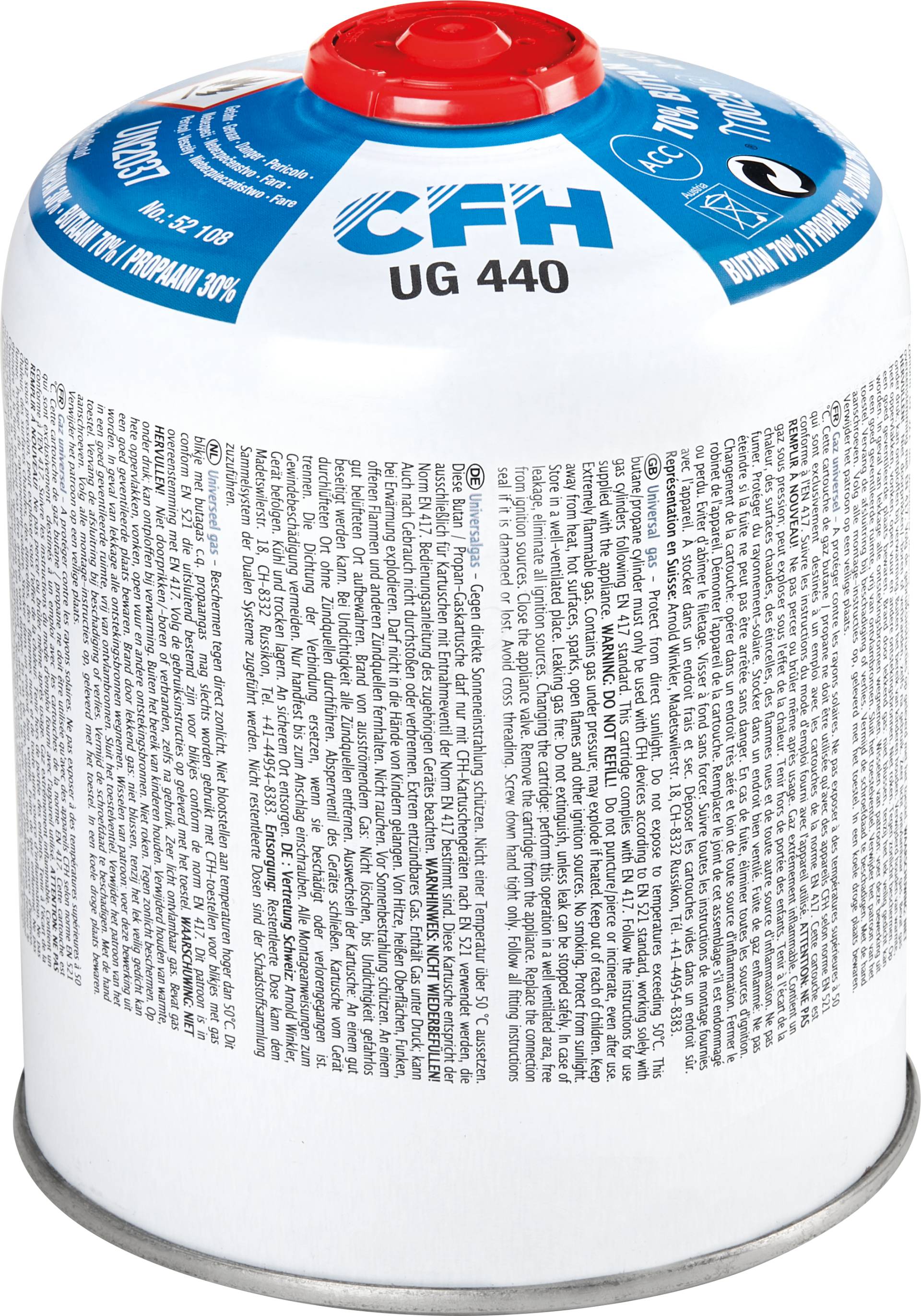 CFH 52108 - Druckgasdose 440 g, EN417, Universalgas von CFH