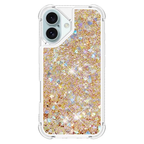 Silikon Hüllen Glitter für iPhone 16 Plus Kratzfest,Ultradünne Bumper Schutzhülle Silikon Transparent Handyhülle Fließende Flüssig Schwimmt Glitzer Hüllen Stoßfeste Kompatibel mit Apple Phone 16 Plus von CFKNDBP