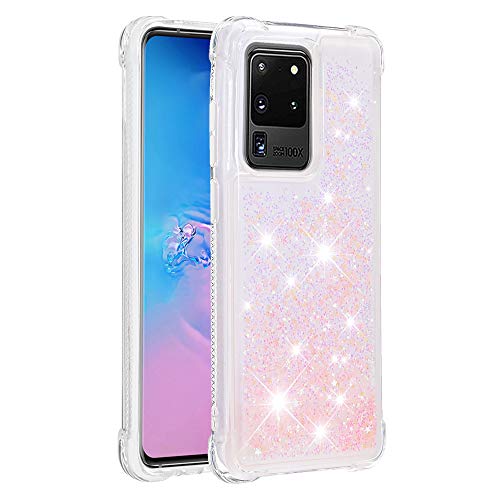 Transparent TPU Hülle für Galaxy S20ultra,Vergilbungsbeständig Glitzer Flüssig Schutzcase Silikon Stoßfeste Handycover Ultra Slim Bling Schutz Tasche Kratzfest Kompatibel mit Samsung Galaxy S20ultra von CFKNDBP