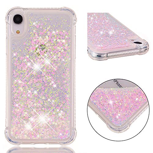 Transparent TPU Hüllen für iPhone Xr Bling, Vergilbungsbeständig Glitzer Flüssig Schutzcase Weich Silikon Stoßfeste Handycover Ultra Slim Bling Schutz Tasche Kratzfest Kompatibel mit Apple Phone Xr von CFKNDBP