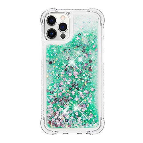 iPhone 12 Pro Max Transparent Hülle Glitzer, Silikon Kratzfest Handycover Ultradünne Glitzer Flüssig Schutzcase Gelb-beständig Fallschutz Hard Stoßfeste Hüllen Kompatibel mit Apple Phone 12 Pro Max von CFKNDBP