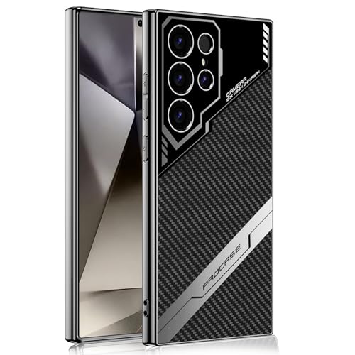 CFPLZFY Für Samsung Galaxy S24 Ultra Leder hülle,Weicher TPU-Rand, ultradünne, stoßfeste und sturzsichere Handyhülle (Carbon Fibre, S24Ultra) von CFPLZFY
