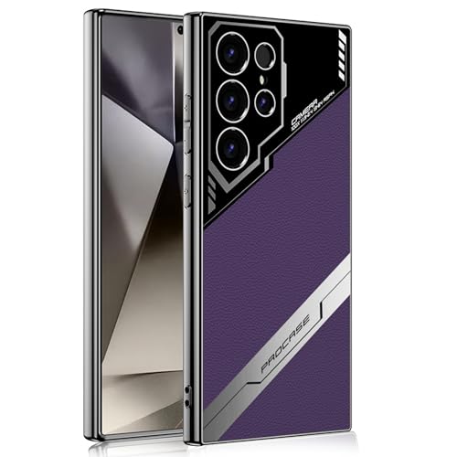 CFPLZFY Für Samsung Galaxy S24 Ultra Leder hülle,Weicher TPU-Rand, ultradünne, stoßfeste und sturzsichere Handyhülle (Lila, S24Ultra) von CFPLZFY
