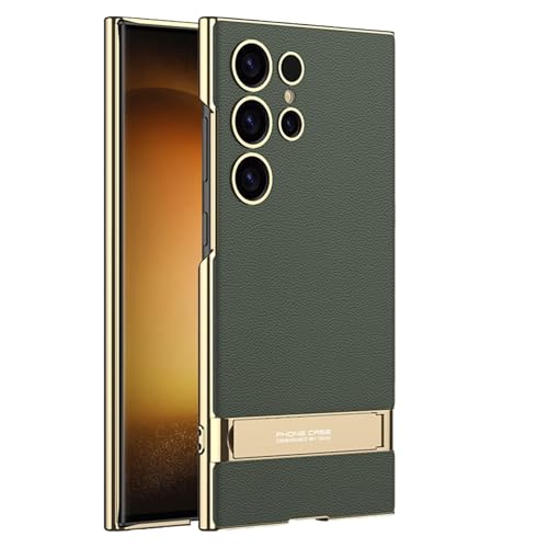 CFPLZFY Für Samsung Galaxy S24 Ultra Lederhülle mit Ständer, ultradünne, stoßfeste und sturzsichere Handyhülle (Grün, S24 Ultra) von CFPLZFY