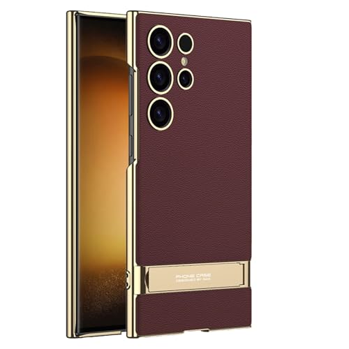 CFPLZFY Für Samsung Galaxy S24 Ultra Lederhülle mit Ständer, ultradünne, stoßfeste und sturzsichere Handyhülle (Rot, S24 Ultra) von CFPLZFY