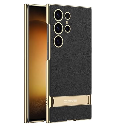 CFPLZFY Für Samsung Galaxy S24 Ultra Lederhülle mit Ständer, ultradünne, stoßfeste und sturzsichere Handyhülle (Schwarz, S24 Ultra) von CFPLZFY