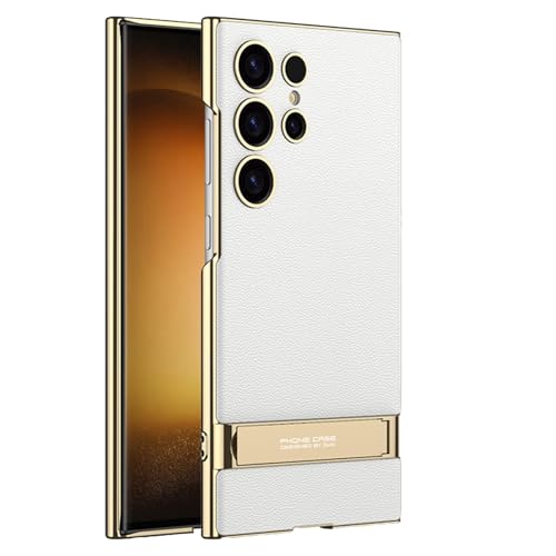 CFPLZFY Für Samsung Galaxy S24 Ultra Lederhülle mit Ständer, ultradünne, stoßfeste und sturzsichere Handyhülle (Weiß, S24 Ultra) von CFPLZFY