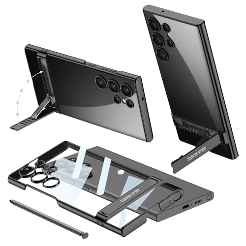 CFPLZFY Für Samsung Galaxy S24 Ultra klar hülle mit ständer, Ultra-dünn, stoßfest und dropproof (Schwarz, S24 Ultra) von CFPLZFY