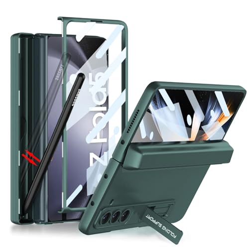 CFPLZFY Für Samsung Galaxy Z Fold 5 Hülle mit Stiftschlitz, Scharnier Schutz,ständer,Frontabdeckung Integrierter Bildschirmschutz,dünn All-Inclusive-Rugged (Grün) von CFPLZFY