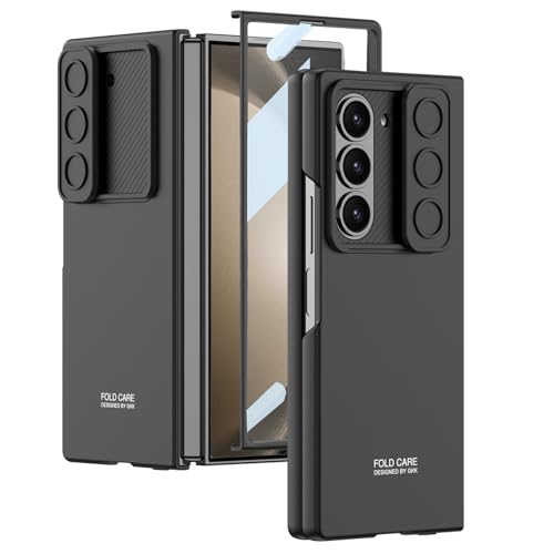 CFPLZFY Für Samsung Galaxy Z Fold 6 Hülle mit Schiebbare Schutzabdeckung für das Kameraobjektiv & Integrierter Bildschirmschutz auf der Frontabdeckung. (Schwarz, Z Fold6) von CFPLZFY