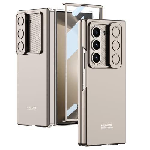 CFPLZFY Für Samsung Galaxy Z Fold 6 Hülle mit Schiebbare Schutzabdeckung für das Kameraobjektiv & Integrierter Bildschirmschutz auf der Frontabdeckung. (Titanium Grau, Z Fold6) von CFPLZFY
