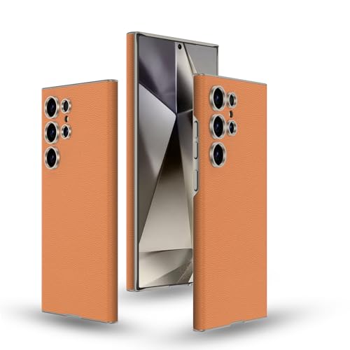 CFPLZFY Leder hülle Für Samsung Galaxy S24 Ultra,ultradünne, stoßfeste und sturzsichere Handyhülle (Titan Orange, S24 Ultra) von CFPLZFY