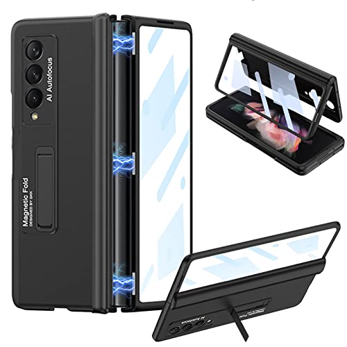 CFPLZFY für Samsung Z Fold 3 hülle mit Ständer, mit Magnetscharnieren, Frontabdeckung mit Schutzfolie aus gehärtetem Glas, sturzsichere Hülle für Galaxy Z Fold3-Schwarz CFPLZFY für Samsung Z Fold 3 hülle mit Ständer, mit Magnetscharnieren, Frontabdeckung mit Schutzfolie aus gehärtetem Glas, sturzsichere Hülle für Galaxy Z Fold3-Schwarz von CFPLZFY