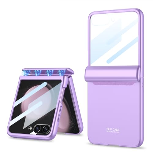 CFPLZFY scharnieren Schutz Hülle Für Samsung Galaxy Z Flip 5, [Bildschirmschutz für große Fenster], dünn All-Inclusive-Rugged handyhülle (Lila, flip5) von CFPLZFY