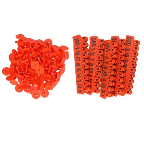 100 Pcs Viehohr Nummeriert 001? 100 Viehstock Tierohr -Ohr -Tag für Kühe Kälber Schweine Ziege Tieridentifikation Ohr Tagger Grüne Rinder Ohrhörer Tagslivestock Tagsanimal Viehzucht (ORANGE) von CFTGIW