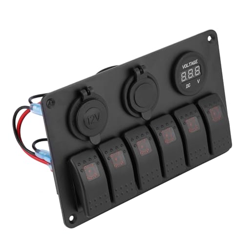 12 V 24 V 6 Bandenauto Boot Marine LED Rocker Switch Panel Dual USB Voltmeter Zigarette Leichter (ORANGE) von CFTGIW