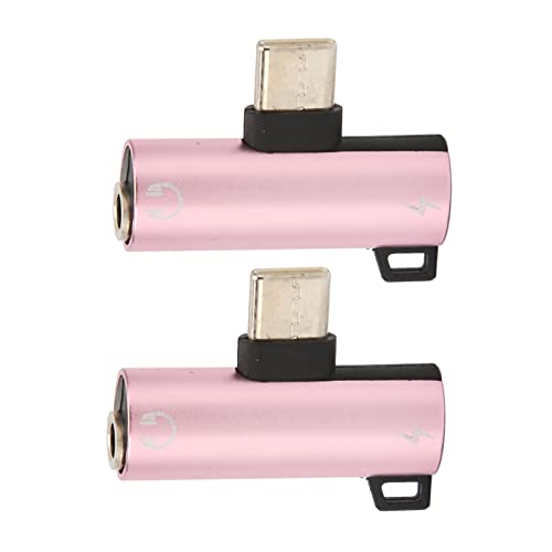2pcs USB C Bis 3,5 Mm A 2 in Typ C 3,5 Mm Musikhörer Musik, während ABS USB Bis Gold, Adapterusb an Jackusb -Kopfhörer -Tablet A Geladen Wird (PINK) von CFTGIW