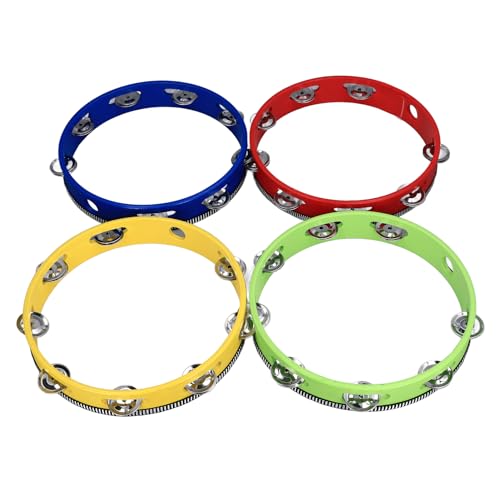4pcs Hölzerne Tambourin Set Metal Jingles Handheld Tambourin für Kirchenkonzerte Percussion Instrument Erzussionsinstrument Siedbourin Drumtambourinewochen von CFTGIW