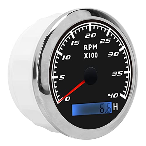 85 -mm -Bootszeiger Tachometer Red Backlight Stainl Steel IP67 für Auto LKW Zeiger Tachometerpm Tacho Meterpointerof It Dark. Lebensgebrauch (BLACK) von CFTGIW