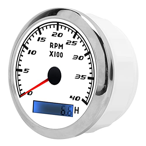 85 -mm -Bootszeiger Tachometer Red Backlight Stainl Steel IP67 für Auto LKW Zeiger Tachometerpm Tacho Meterpointerof It Dark. Lebensgebrauch (WHITE) von CFTGIW