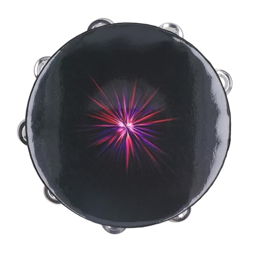 Handheld Tambourine 10 I Doppelreihe Glocken Hand für Erwachsene und Ray LD für Erwachsene und Ray Tambourinhand Gehaltene Drumhandheld Tambourinetambouri Musical Instrumentbell (Schwarzes Lochstrahl) von CFTGIW