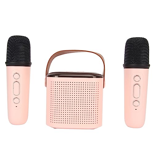 Karaoke Machine Stereo Tragbare RGB -Lichtlautsprecherin mit 2 Mikrofon für Home Party Black KTV Geeignete Arbeit Ka Karaoke -Maschine Maschine Lautsprecher Mikrofon Setportable (PINK) von CFTGIW