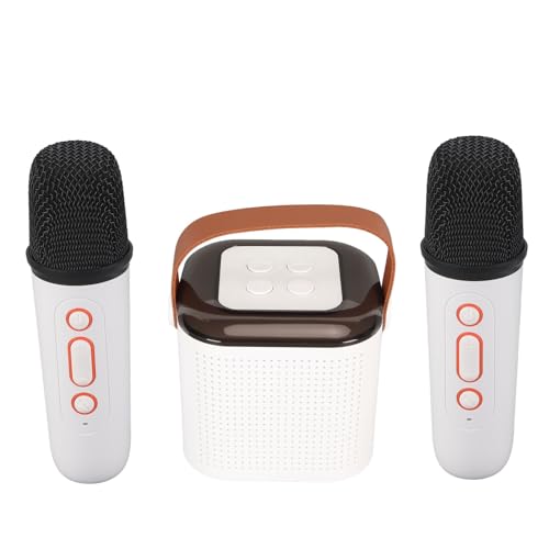 Karaoke Machine Stereo Tragbare RGB -Lichtlautsprecherin mit 2 Mikrofon für Home Party Black KTV Geeignete Arbeit Ka Karaoke -Maschine Maschine Lautsprecher Mikrofon Setportable (White) von CFTGIW