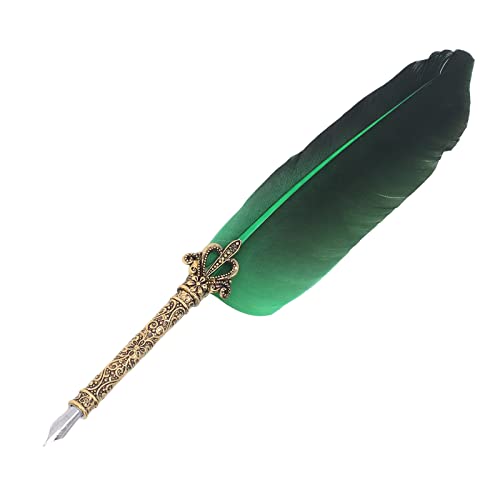 Quill Pen Zink Legierung Hoher Glattes ELEG -Farben Europäischer Riefe Feather Zum Schreiben von Zeichnen Grüne Riting Grüne Quill Penfeder Penfeder Zeichnung Penr Feather Penold Pendip (GREEN) von CFTGIW