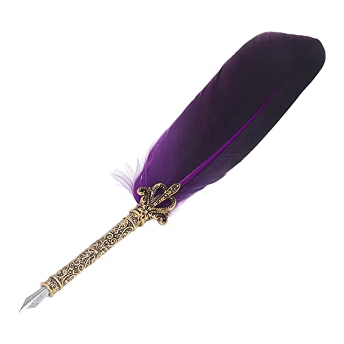 Quill Pen Zink Legierung Hoher Glattes ELEG -Farben Europäischer Riefe Feather Zum Schreiben von Zeichnen Grüne Riting Grüne Quill Penfeder Penfeder Zeichnung Penr Feather Penold Pendip (PURPLE) von CFTGIW