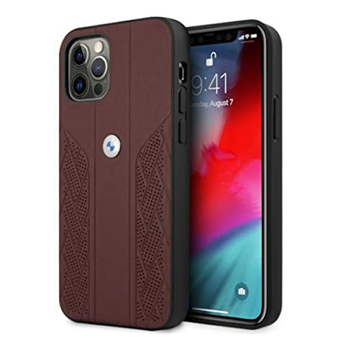 BMW BMHCP12MRSPPR Hülle für iPhone 12/12 Pro 6,1" rot Leather Curve Perforate von CG MOBILE