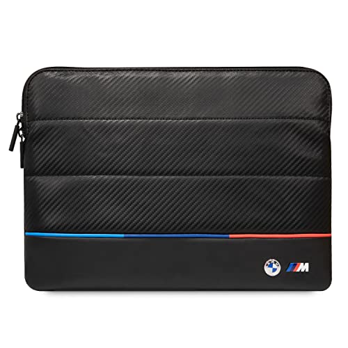 BMW Computer-Laptop-Hülle 14 Zoll (35,6 cm), kompatibel mit MacBook, Netbook und jedem 14 Zoll Laptop, Arbeit & Reisen, Carbon-PU-Leder, Schaumstoffgepolsterte Laptoptasche in Schwarz von CG MOBILE