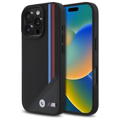 BMW Hülle kompatibel mit iPhone 16 Pro Max Back-Cover hul - Meshed Tricolor - Hülle kompatibel mit Stripes Magsafe - Schwarz BMW Hülle kompatibel mit iPhone 16 Pro Max Back-Cover hul - Meshed Tricolor - Hülle kompatibel mit Stripes Magsafe - Schwarz von CG MOBILE