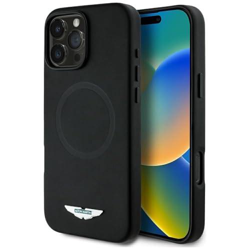 CG MOBILE Aston Martin HC FW Logo Hülle für iPhone 16 Pro kompatibel mit MagSafe (Schwarz) von CG MOBILE