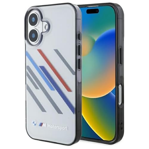 CG MOBILE BMW BMHCP16M23HTRAG Hülle für iPhone 16 Plus 6.7" grau hardcase Motosport IML Random Stripes von CG MOBILE
