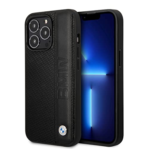 CG MOBILE BMW Handyhülle für iPhone 14 Pro Signature Collection in Schwarz Strukturierte Hülle, Echtleder Schutzhülle & Durable Case mit Easy Snap-on, Stoßdämpfung & Signatur-Logo von CG MOBILE