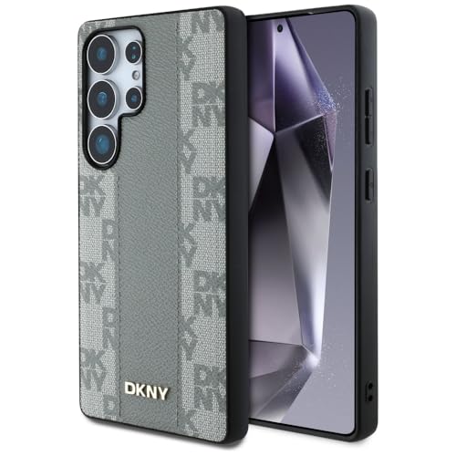 CG MOBILE DKNY Leather Checkered Pattern kompatibel mit MagSafe Hülle für Samsung Galaxy S25 Ultra (Taupe) von CG MOBILE