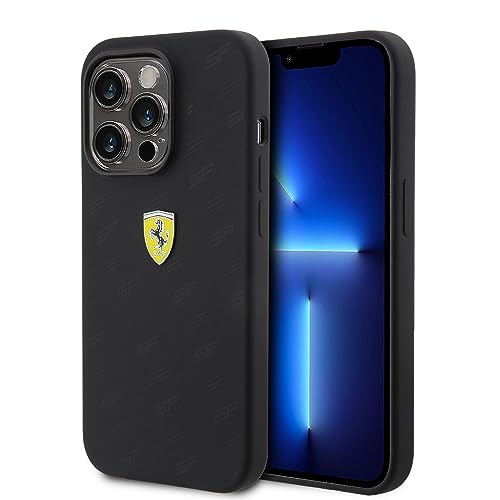 CG MOBILE Ferrari Kompatibel mit iPhone 15 Pro Hülle in Schwarz All-0ver SF Silikon Glatt Anti-Kratzer Glatte Schutzhülle mit Easy Snap-on, Stoßdämpfung & Signature Logo von CG MOBILE