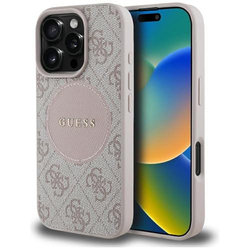 CG MOBILE Guess 4G Circle Classic Logo kompatibel mit MagSafe Hülle für iPhone 16 Pro Max (Rosa) von CG MOBILE